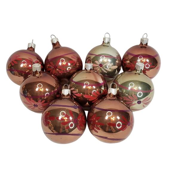 Vtg Martha Stewart MSE Christmas Ornament Painted Slivered Glass 3" Lot of 9 - Picture 1 of 12